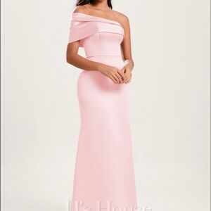 Elegant One-Shoulder Pink Evening Dress